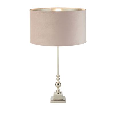 Whitby Table Lamp - Chrome Metal & Pink Velvet Shade
