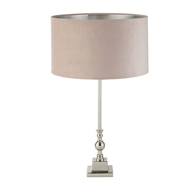 Whitby Table Lamp - Chrome Metal & Pink Velvet Shade