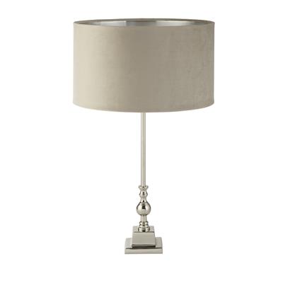 Whitby Table Lamp - Chrome Metal & Taupe Velvet Shade