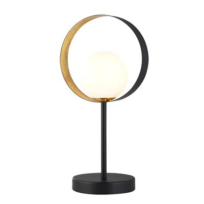 Orbital Table Lamp - Black Metal, Gold Leaf & Opal Glass