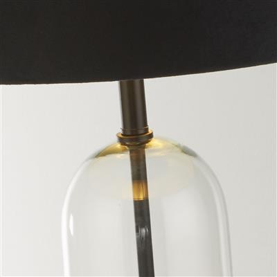 Oxford Table Lamp- Glass, Black Metal, Marble & Black Velvet