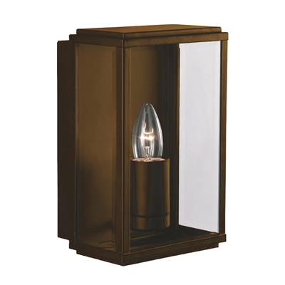 Box Outdoor Wall Light - Rustic Brown & Glass