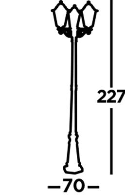 Alex 220cm 3Lt Outdoor Post - Black, IP44