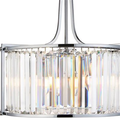 Victoria 5Lt Drum Pendant Light - Chrome & Crystal Glass
