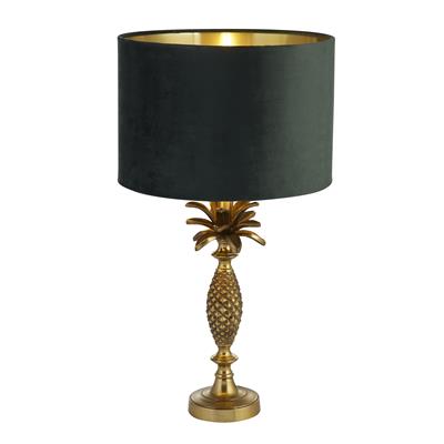 Lux & Belle Pineapple Table Lamp Antique Brass & Green Shade