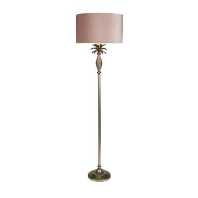 Lux & Belle Pineapple Floor Lamp Satin Silver & Pink Shade