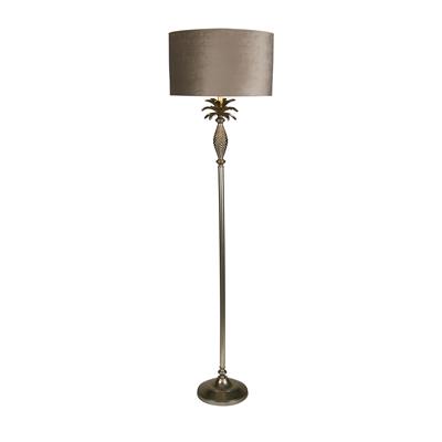 Lux & Belle Pineapple Floor Lamp Satin Silver & Taupe Shade