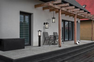 Pagoda Outdoor Pendant - Black Metal With Clear Glass, IP44
