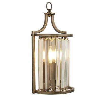 Victoria Wall Light - Antique Brass Metal & Clear Crystal