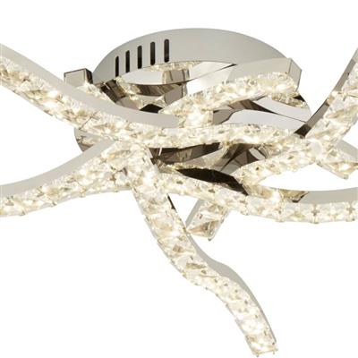 Lux & Belle 5 Arm LED Ceiling Flush - Chrome & Clear Crystal