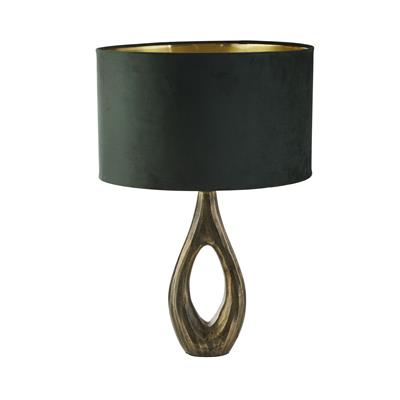 Bucklow Table Lamp- Antique Brass Metal & Green Velvet Shade