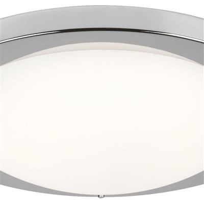 Geneva LED Flush  -  Satin Silver & Glass, IP44