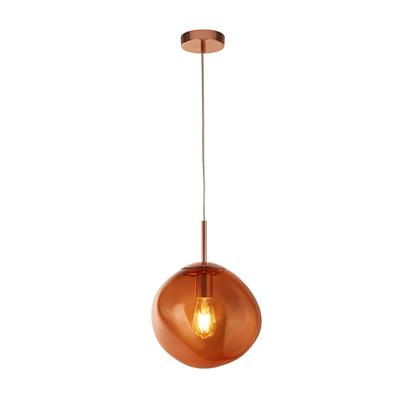 Twisted Sphere Ceiling Light, Amber Glass