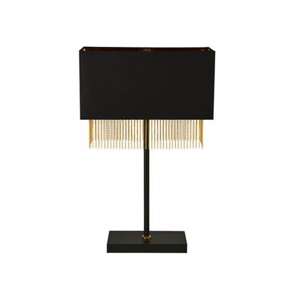 Fringe Table Lamp - Black  Shade & Gold Chain