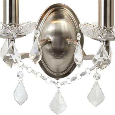 Paris 2Lt Wall Light -
Satin Silver & Clear Crystal Drops