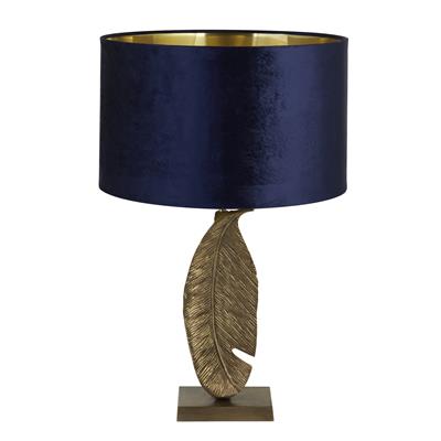 Lux & Belle Leaf Table Lamp - Antique Brass & Navy Shade