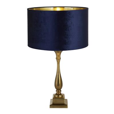 Lux & Belle Candlestick Table - Antique Brass & Navy Shade