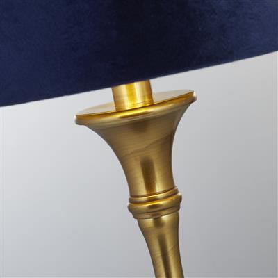 Lux & Belle Candlestick Table - Antique Brass & Navy Shade
