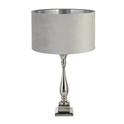 Lux & Belle Candlestick Table Lamp - Chrome & Grey Shade