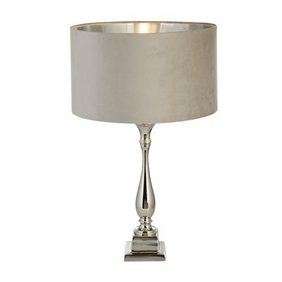 Lux & Belle Candlestick Table Lamp - Chrome & Taupe Shade