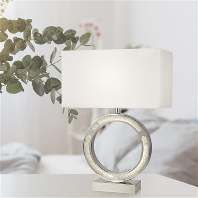 Alaska Table Lamp - Chrome & Glass LED Base & Fabric Shade