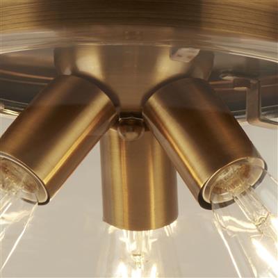Boule 3Lt Semi Flush Ceiling Light - Bronze & Clear Glass