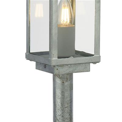 Box II 500mm Outdoor Post  -  Silver & Clear Glass, IP44