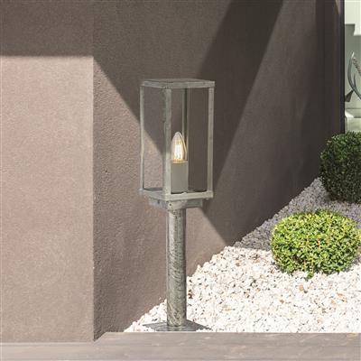 Box II 500mm Outdoor Post  -  Silver & Clear Glass, IP44