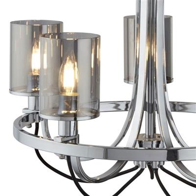 Catalina 5Lt Ceiling Pendant - Chrome & Smoked Glass Shades
