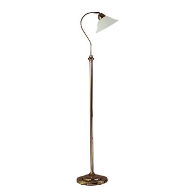 Adjustable  Floor Lamp - Antique Brass Metal & Scavo Glass