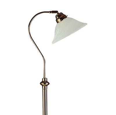 Adjustable  Floor Lamp - Antique Brass Metal & Scavo Glass