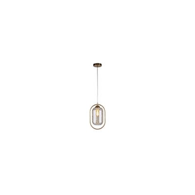 Lux & Belle Pendant - Satin Brass Metal & Amber Glass