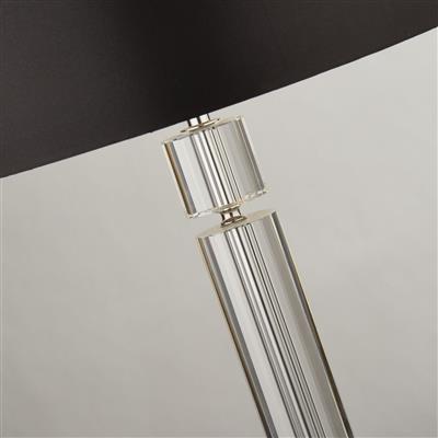Kylie Table Lamp - Chrome Metal, Clear Glass & Black Shade