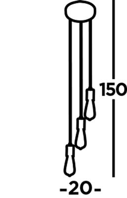 Squiggle 3Lt Ceiling Pendant - Black Metal & Cables