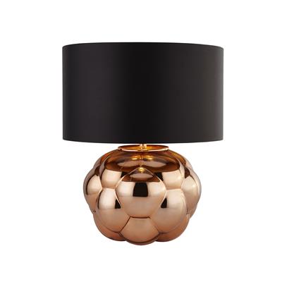 Fizz Table Lamp - Copper Glass & Black Faux Silk Shade