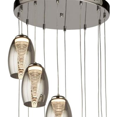 Cyclone 12Lt Ceiling Pendant - Chrome & Smoked Glass