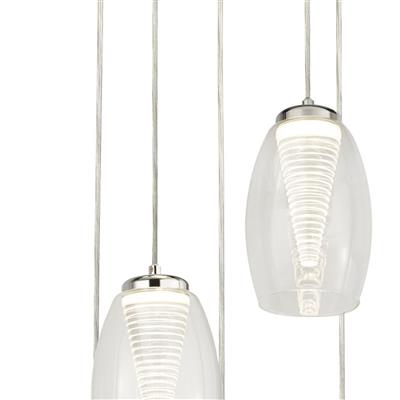 Cyclone 5Lt Ceiling Pendant - Chrome & Clear Glass