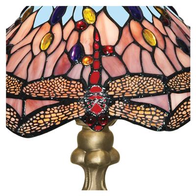 Dragonfly Table Lamp - Antique Brass & Stained Glass