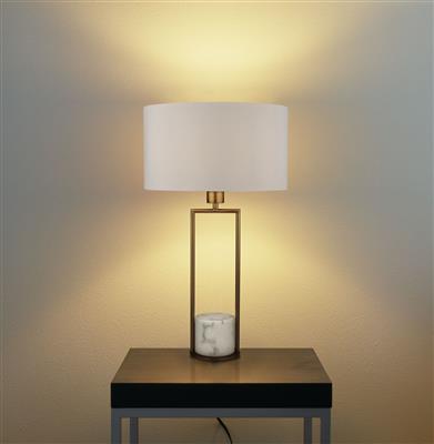 Claire Table Lamp - Gold Metal, White Marble & White Shade