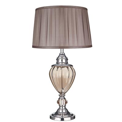 Greyson Table Lamp -Amber Glass Urn with Brown Pleated Shade