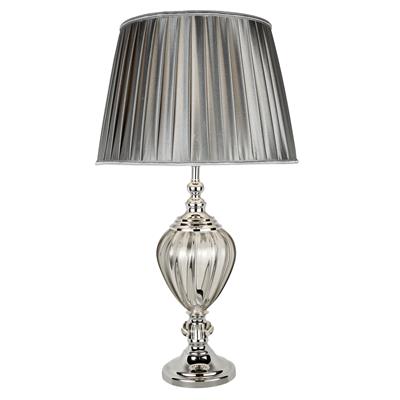 Greyson Table Lamp - Clear Glass Urn & Pewter Pleated Shade