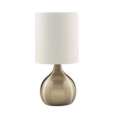 Touch Table Lamp- Antique Brass Base & Fabric Shade