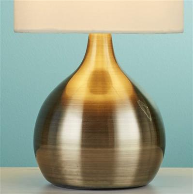 Touch Table Lamp- Antique Brass Base & Fabric Shade