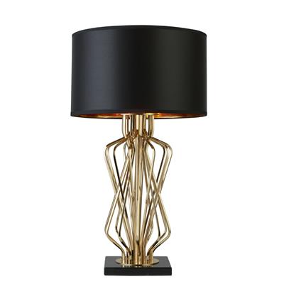 Ethan Table Lamp - Gold, Marble Base with Black Drum Shade