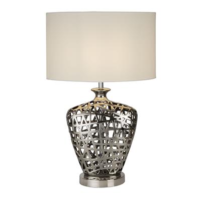 Network Large Table Lamp Chrome with White Oval Shade