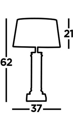 Pedestal Table Lamp - Black Metal, Glass & Fabric Shade