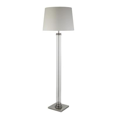 Pedestal Floor Lamp - Clear Glass, Satin Silver, Cream Shade