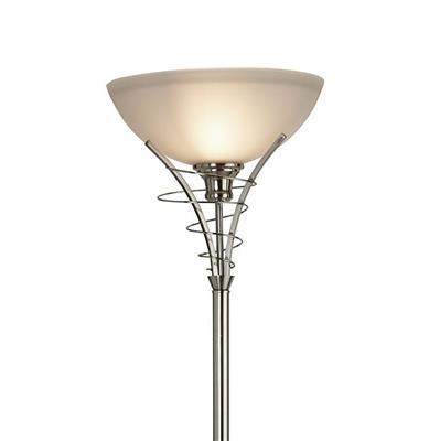 Linea Uplighter Floor Lamp - Satin Silver & Acid Glass
