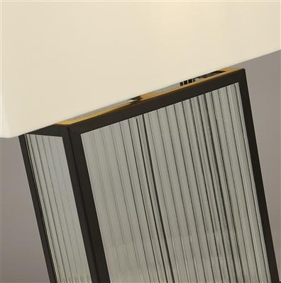 Clarendon Table Lamp - Tempered Glass, Black & Velvet Shade