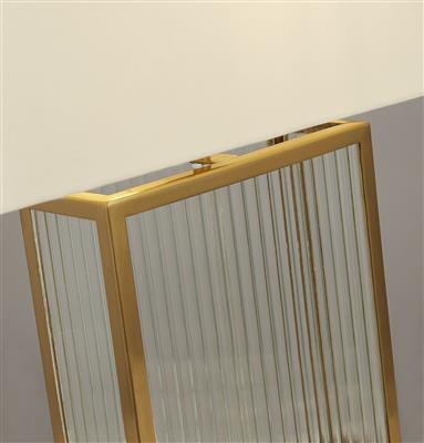 Clarendon Table Lamp - Tempered Glass, Brass & Velvet Shade